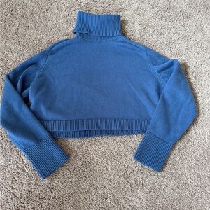 Zara cropped blue Turtleneck Sweater medium